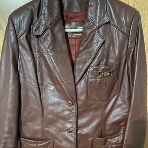 Vintage Agner Brown Leather Jacket. Size 14